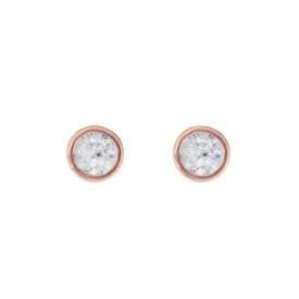 14k Rose Gold Diamond Bezel Studs