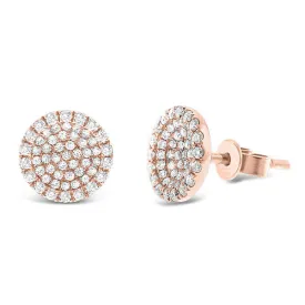 14k Rose Gold Diamond Disc Earrings