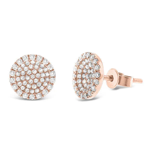 14k Rose Gold Diamond Disc Earrings