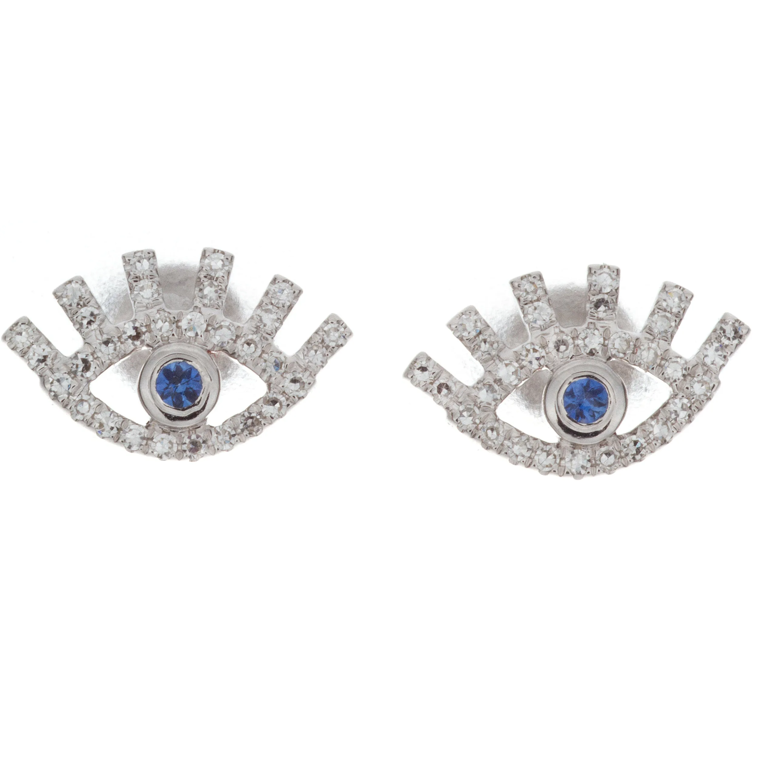 14k White Gold Diamond Eye Studs