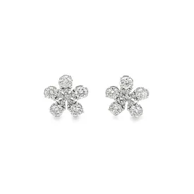 .50ct 14k White Gold Diamond Flower Studs
