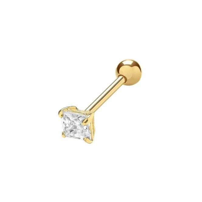9ct Yellow Gold 3mm Sq Zirconia Cartilage Studs ES1991