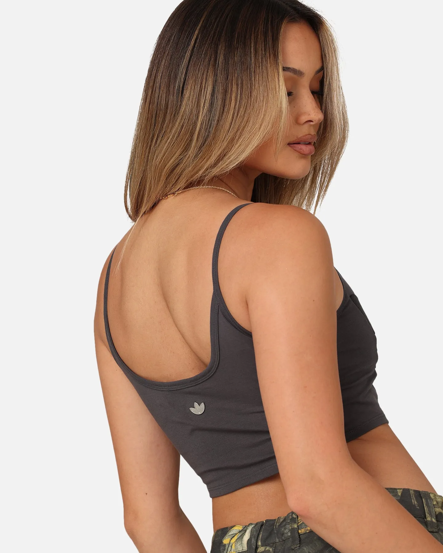 Adidas Women's Large Trefoil Bra Top Grey Six