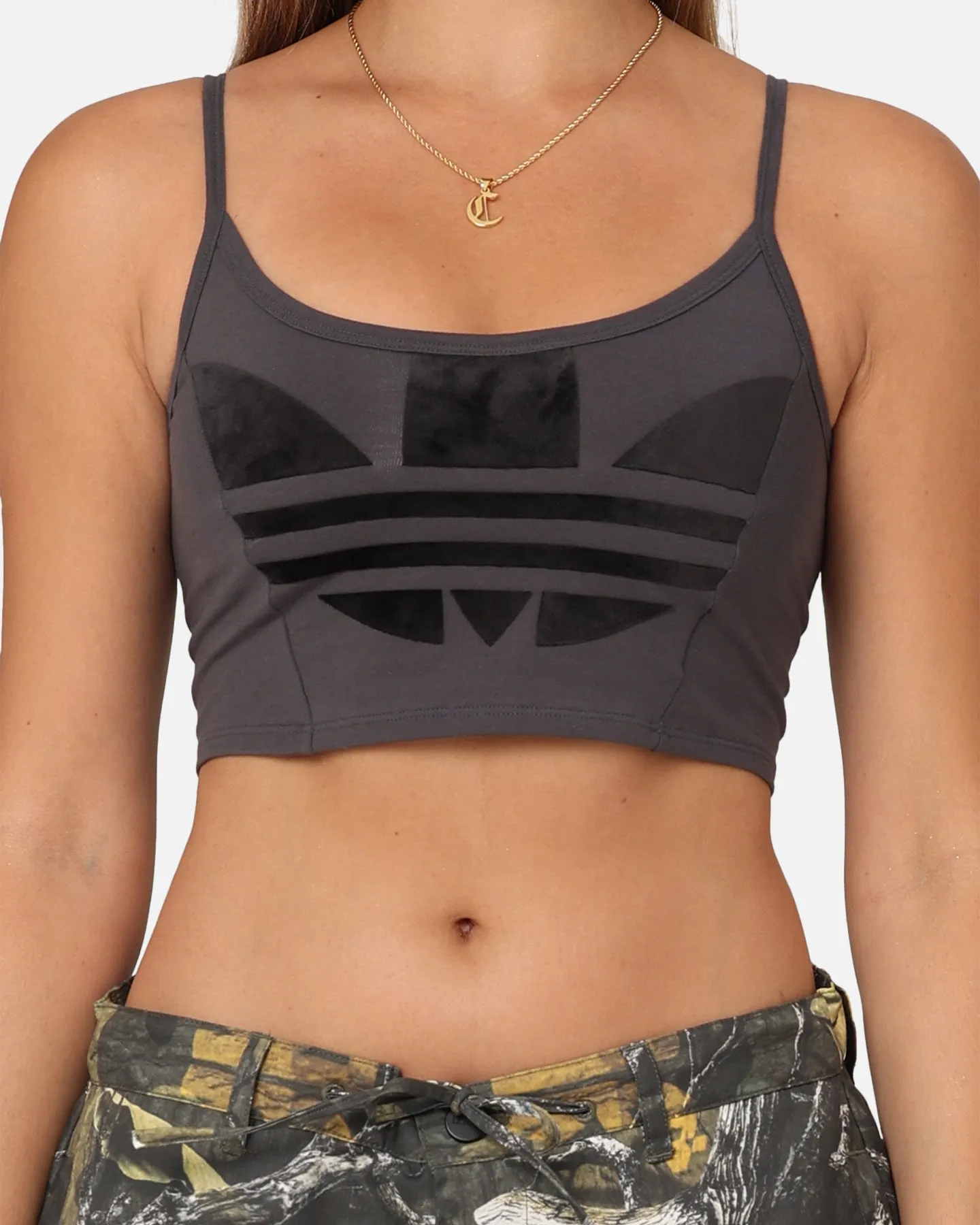 Adidas Women's Large Trefoil Bra Top Grey Six