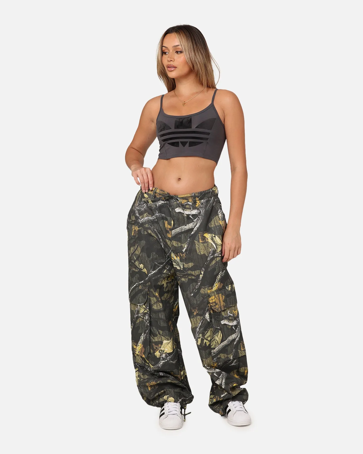 Adidas Women's Large Trefoil Bra Top Grey Six