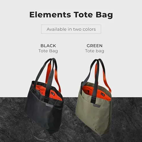 ALPAKA Elements Black Tote Bag - Everything Tote Bag For Travel, Errands, Beach Days, and More - Foldable, Self-Standing Design - Weatherproof Fabrics