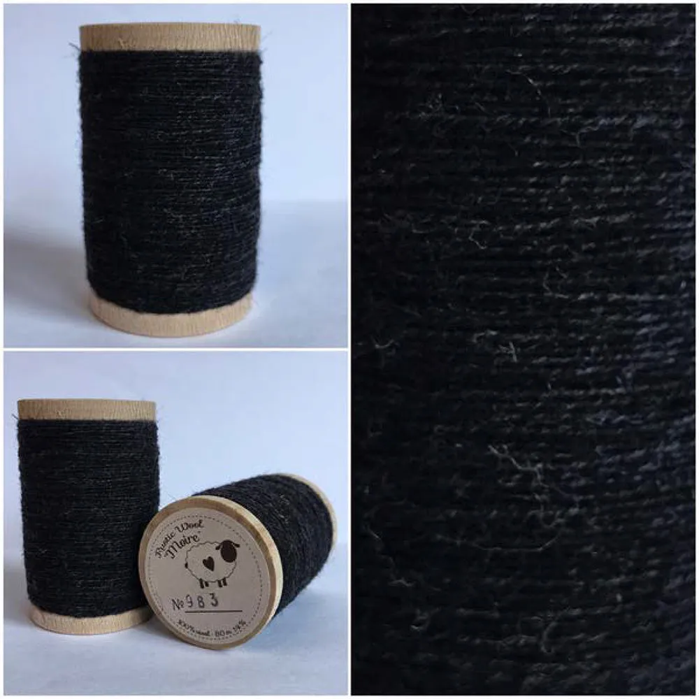 ANTIQUE BLACK Hand Dyed Fat QUARTER Wool Fabric for Primitive Wool Applique and Rug Hooking
