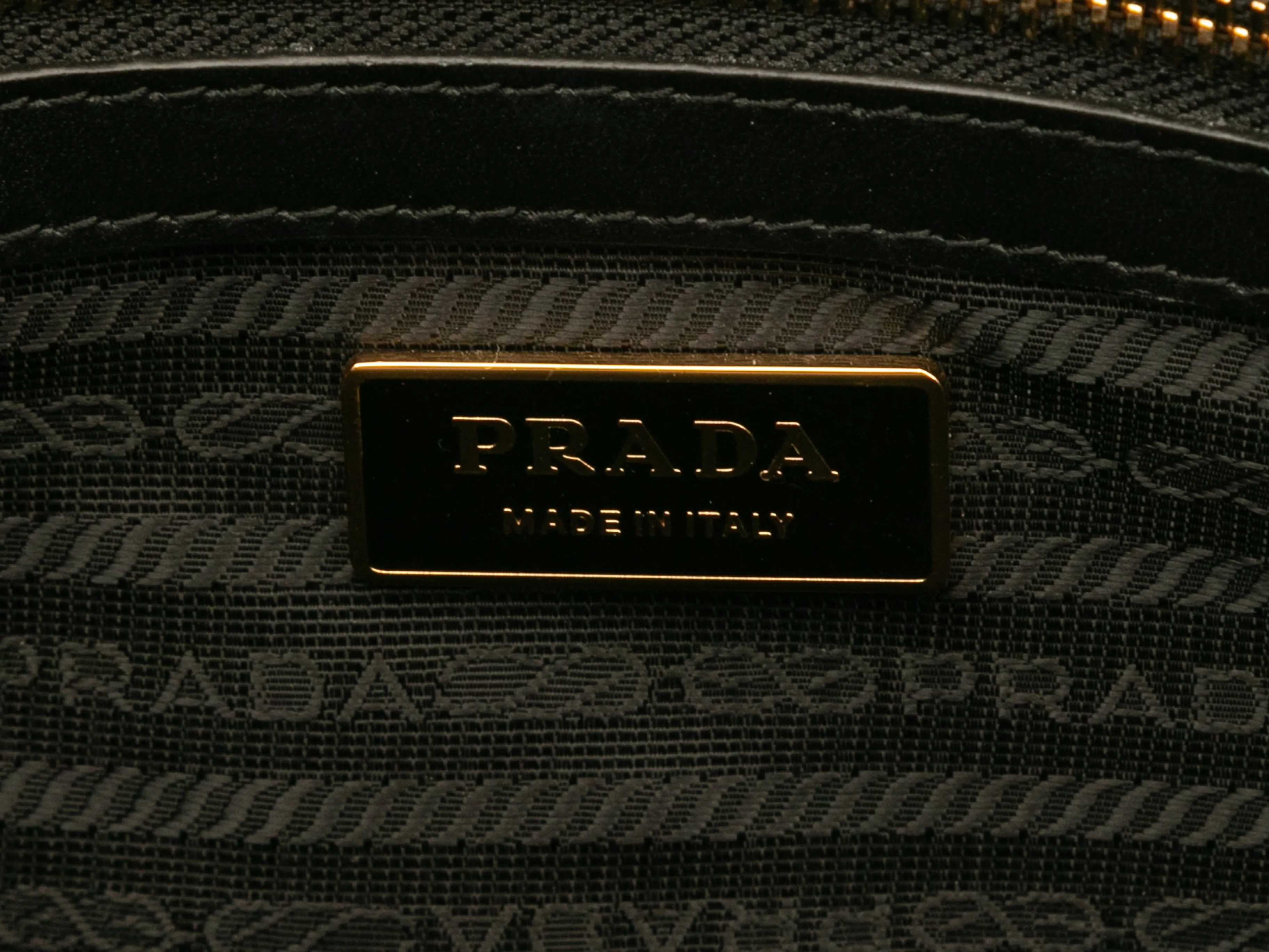 Black & Beige Prada Large Symbole Embroidered Tote Bag
