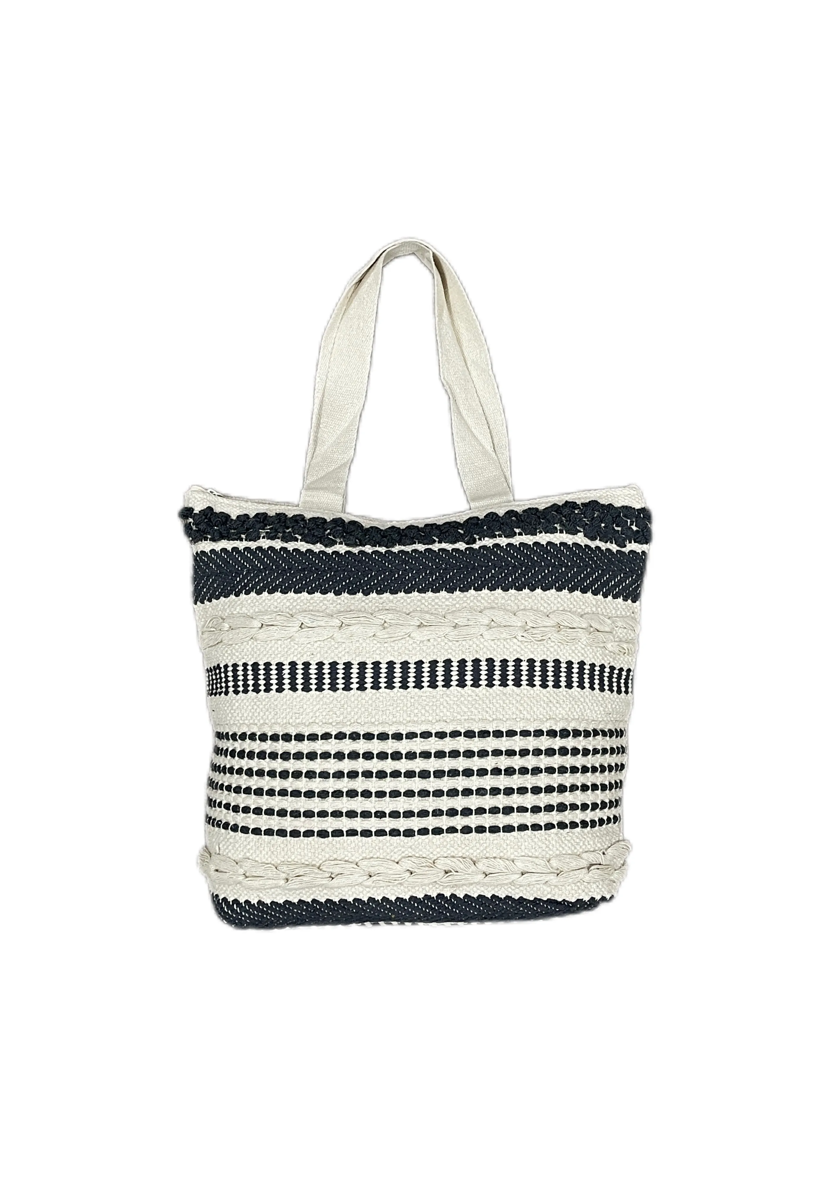 Boho Sundrift Cotton Handmade Tufted Beach Tote Bag