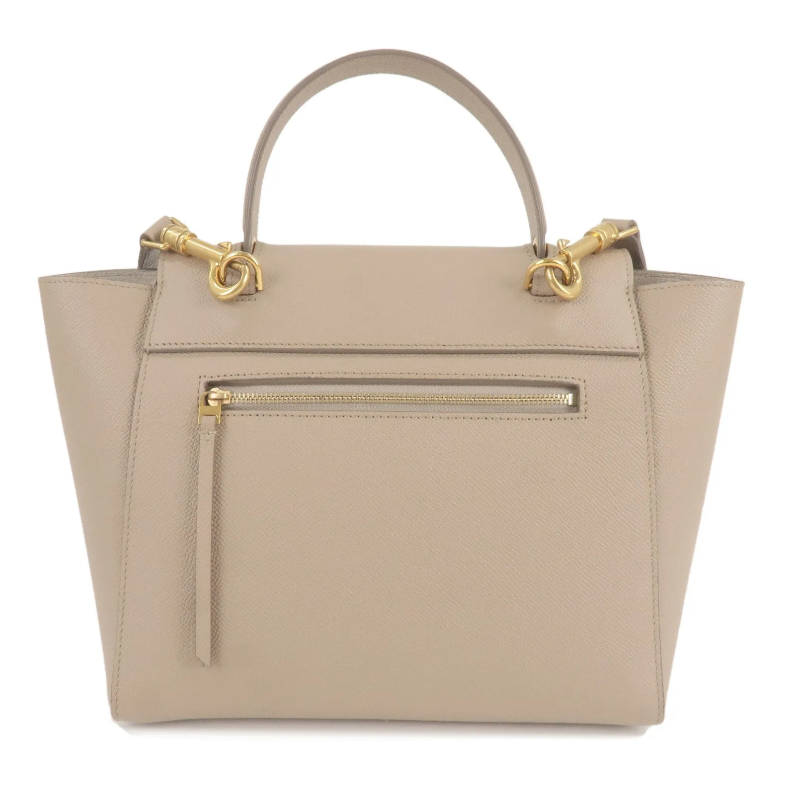 CELINE Leather Micro Belt Bag 2Way Hand Bag Light Taupe 189153