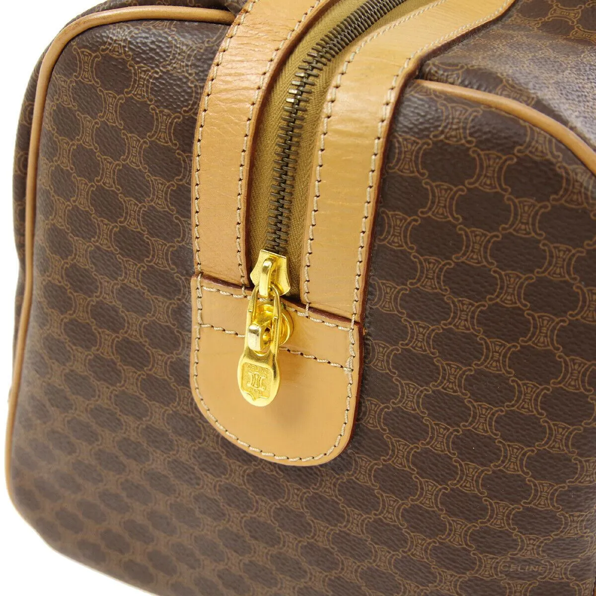 CELINE Macadam Travel Hand Bag M14 Brown PVC Leather Vintage 03138