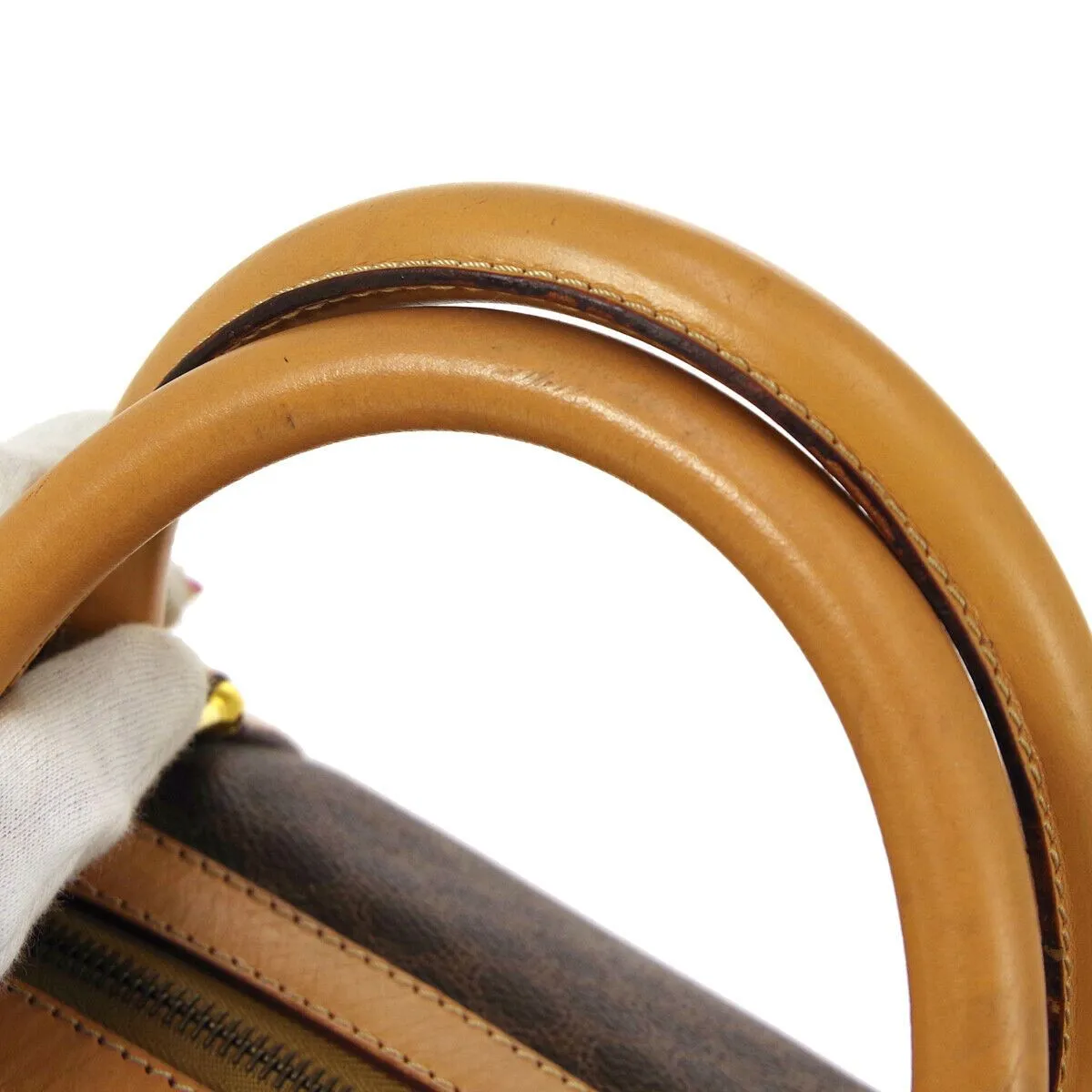 CELINE Macadam Travel Hand Bag M14 Brown PVC Leather Vintage 03138