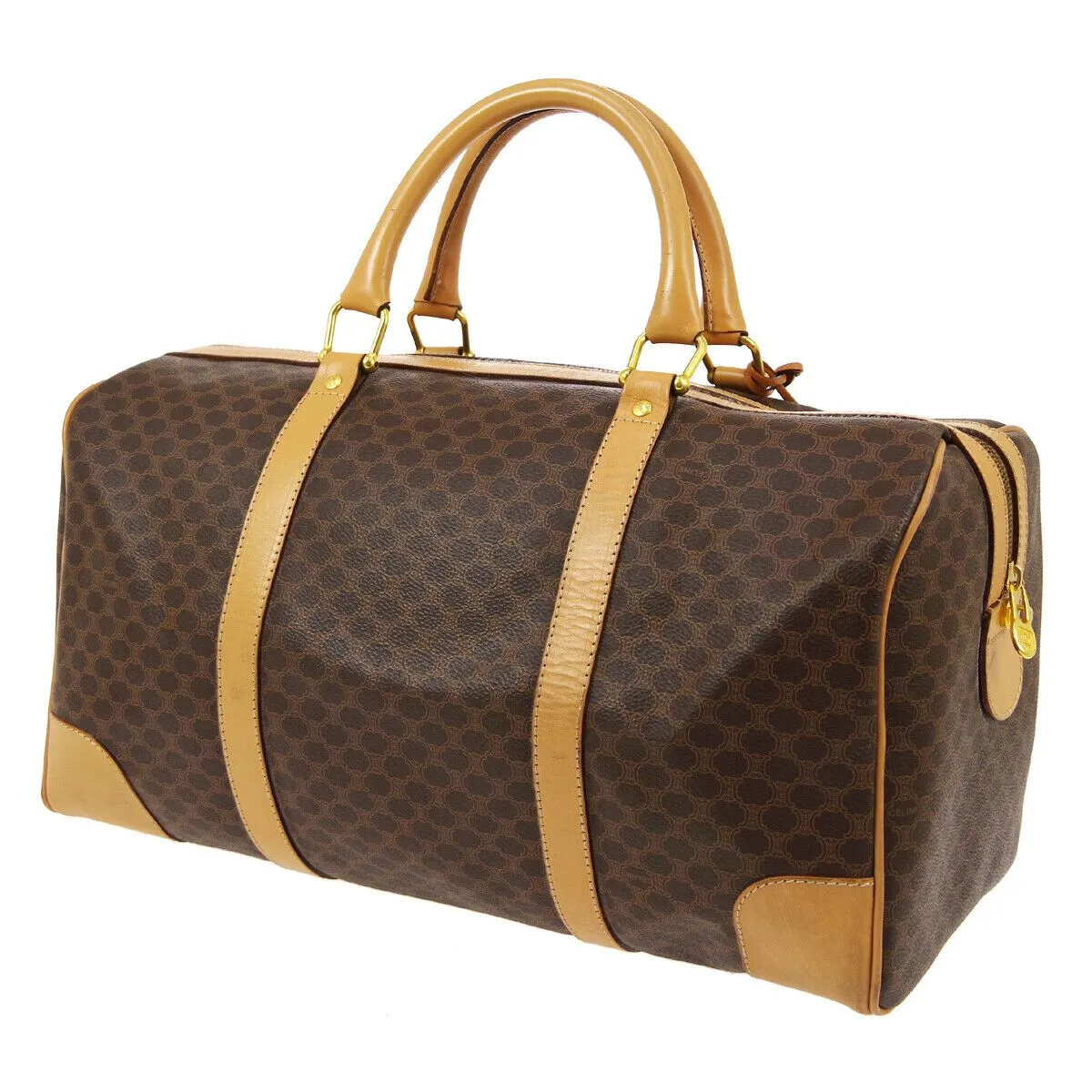 CELINE Macadam Travel Hand Bag M14 Brown PVC Leather Vintage 03138
