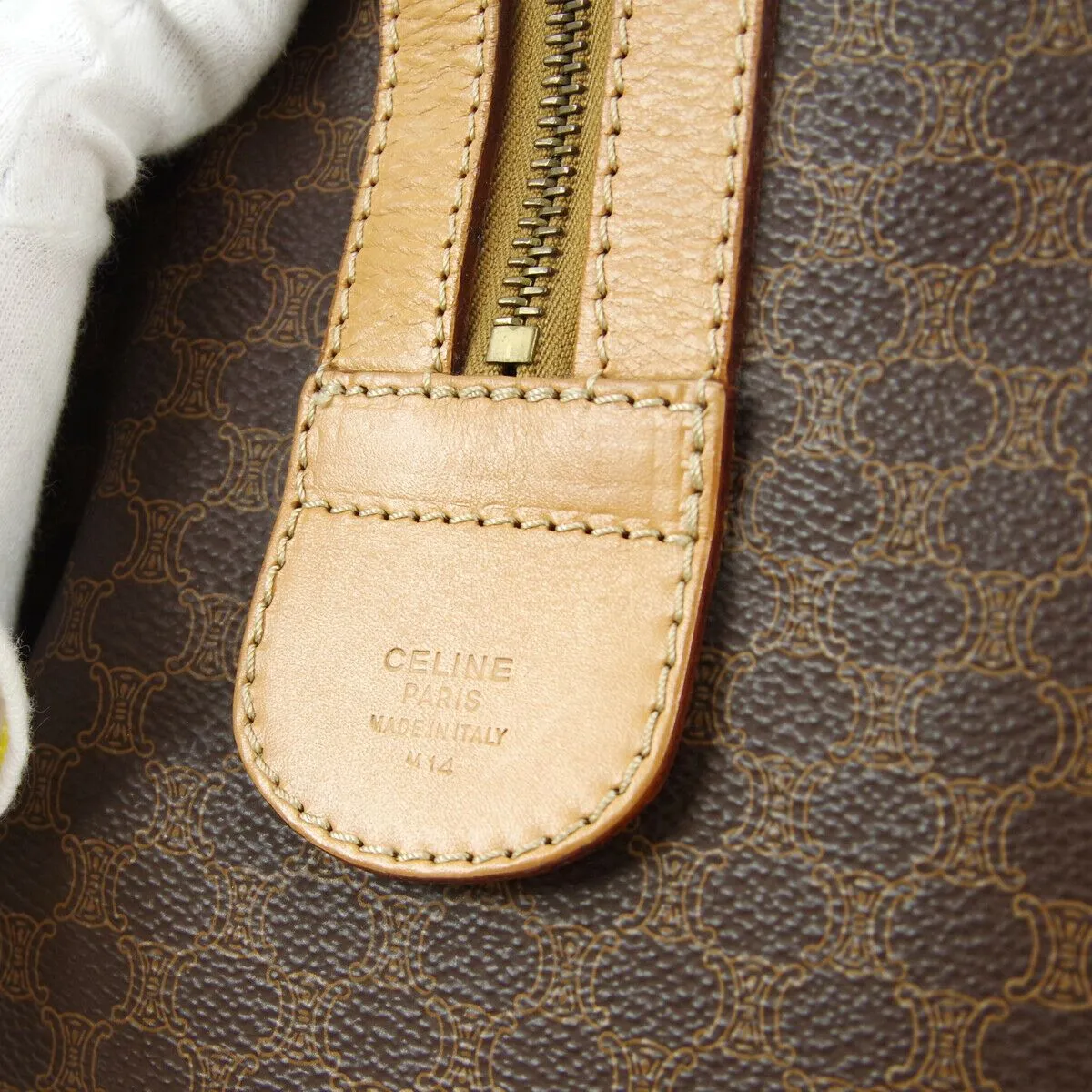 CELINE Macadam Travel Hand Bag M14 Brown PVC Leather Vintage 03138