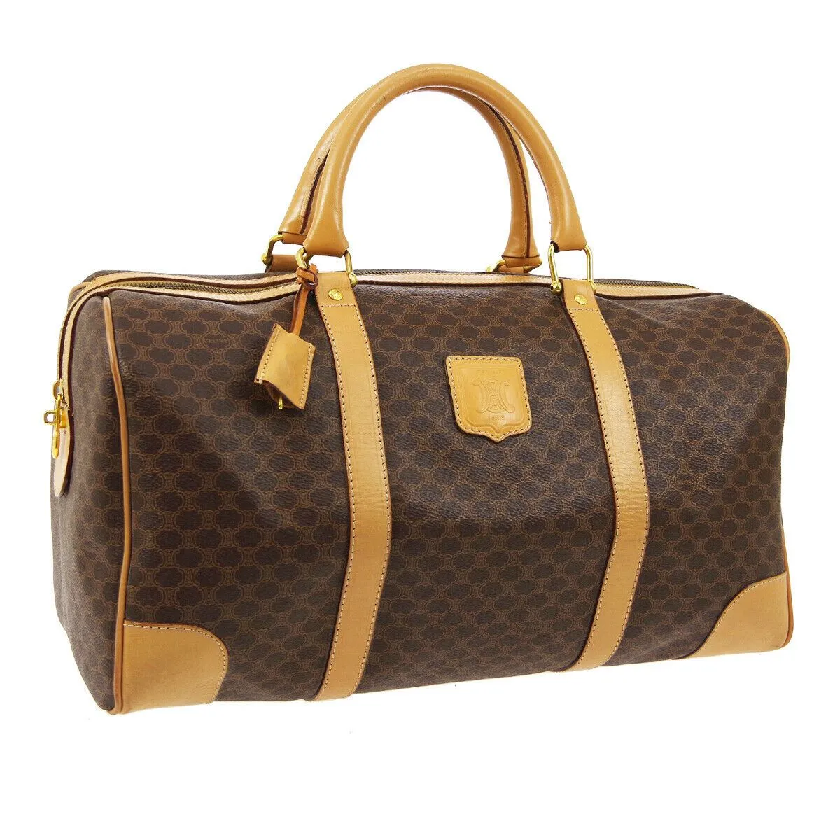 CELINE Macadam Travel Hand Bag M14 Brown PVC Leather Vintage 03138