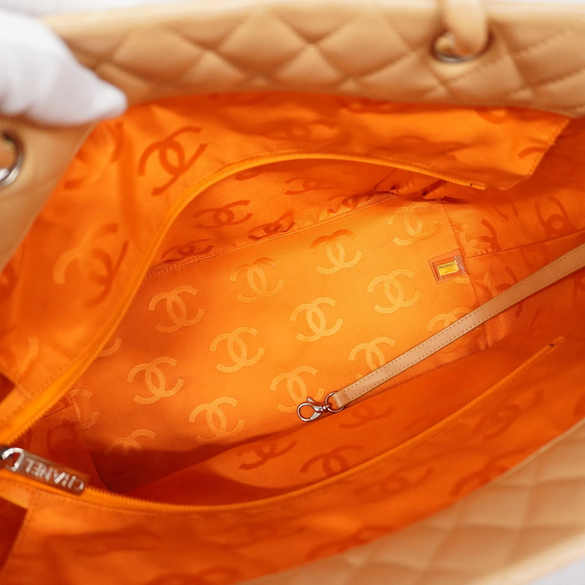 CHANEL  Ligne Cambon Tote Bag Lambskin Women's Tote Bag Beige