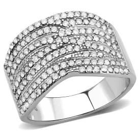 CJ362 Wholesale Women's Stainless Steel AAA Grade CZ Clear Broad Ring