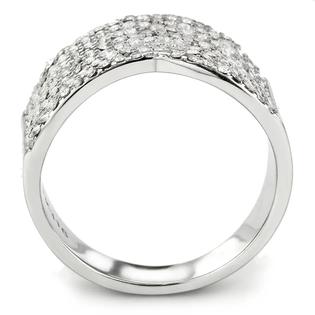 CJ362 Wholesale Women's Stainless Steel AAA Grade CZ Clear Broad Ring