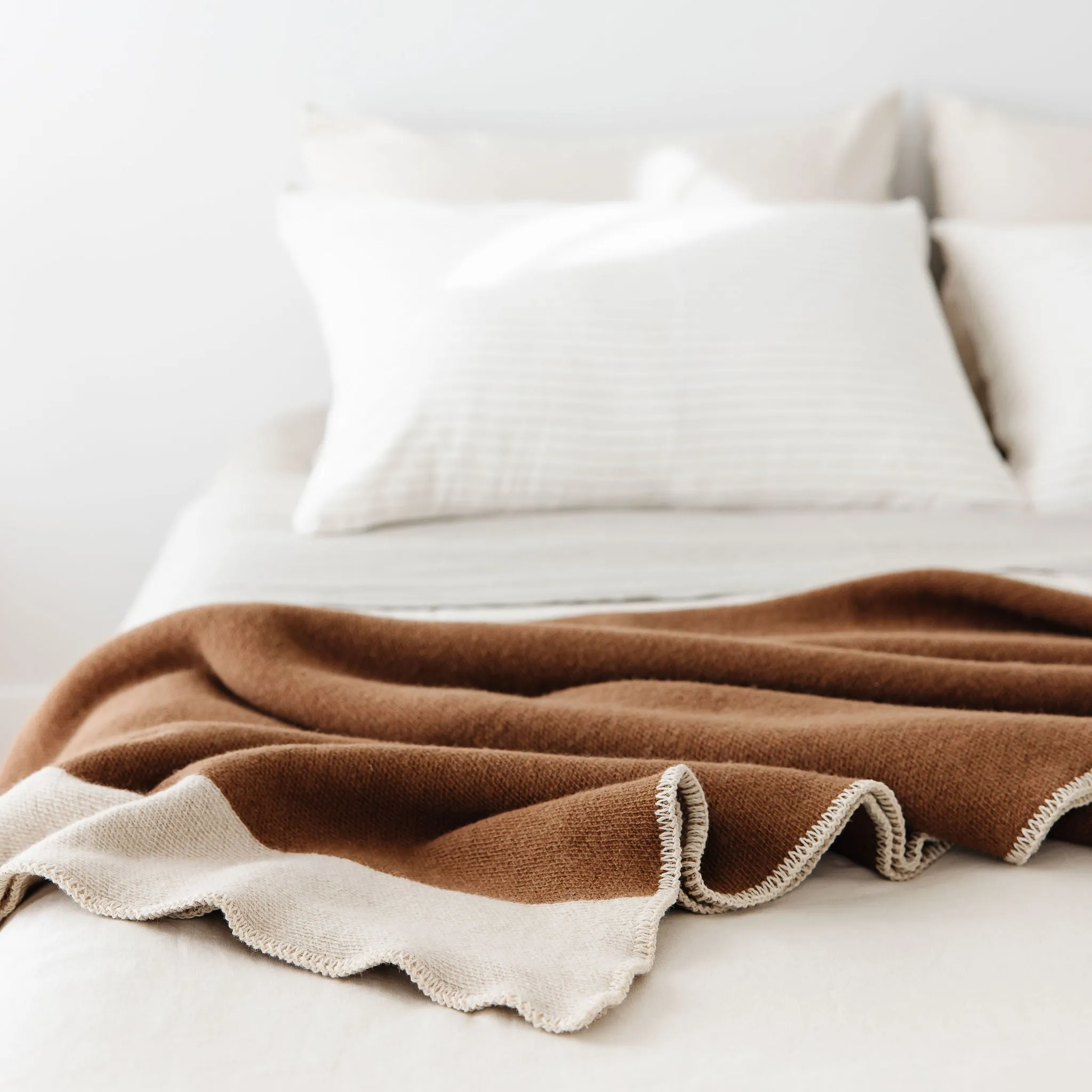 Cocoa Wool Throw Blanket