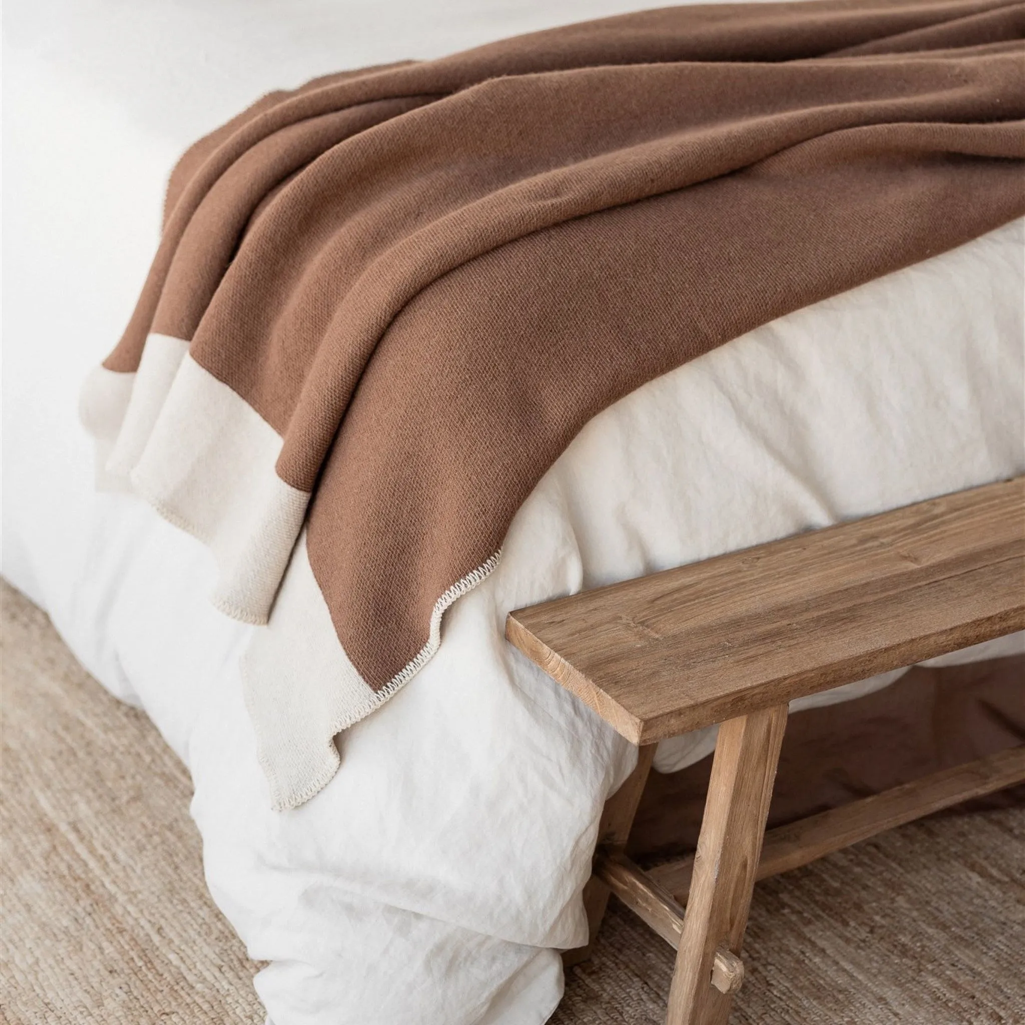 Cocoa Wool Throw Blanket