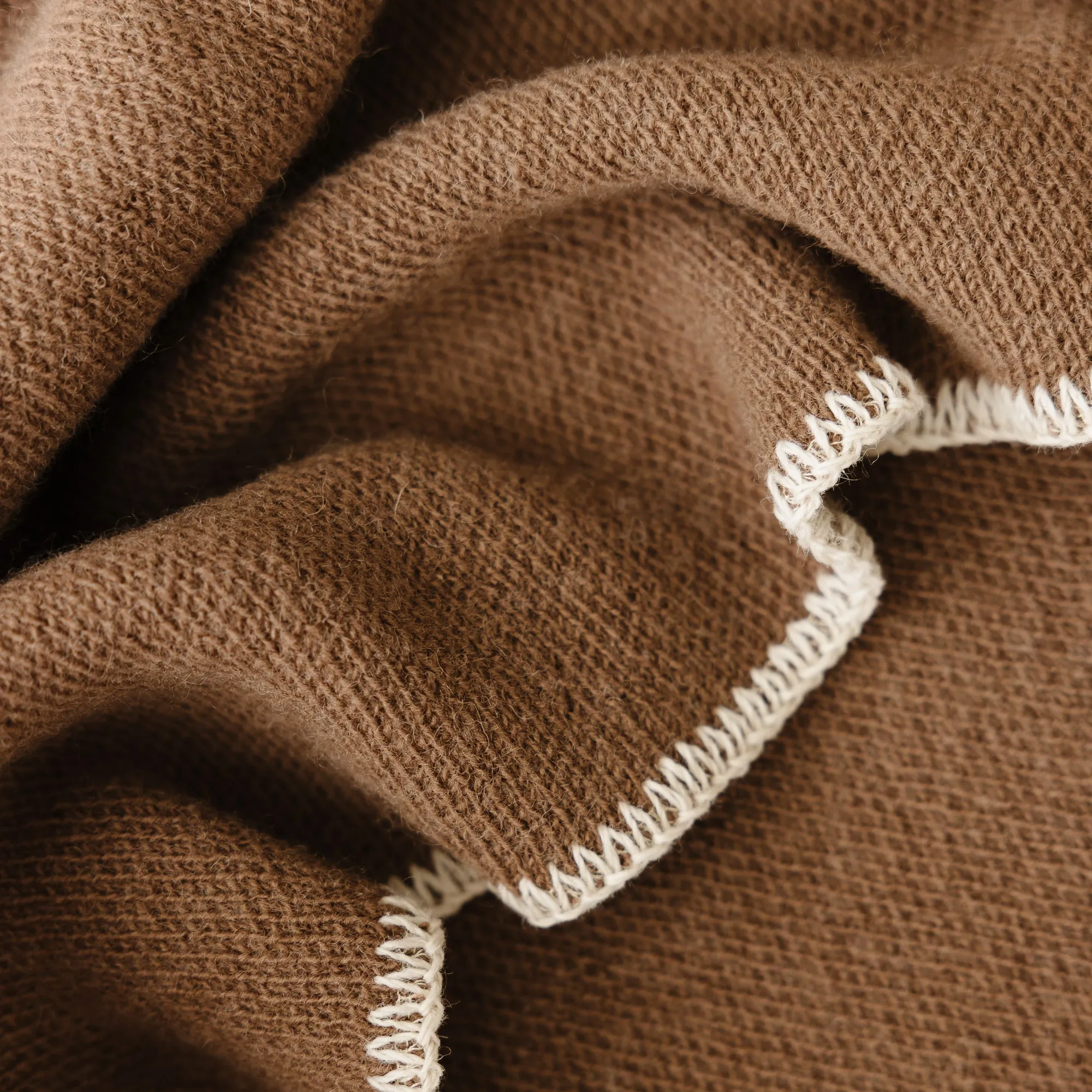 Cocoa Wool Throw Blanket