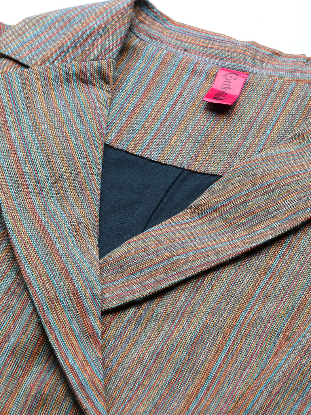 Cottinfab Striped Double-Breasted Two-Piece Formal Suit