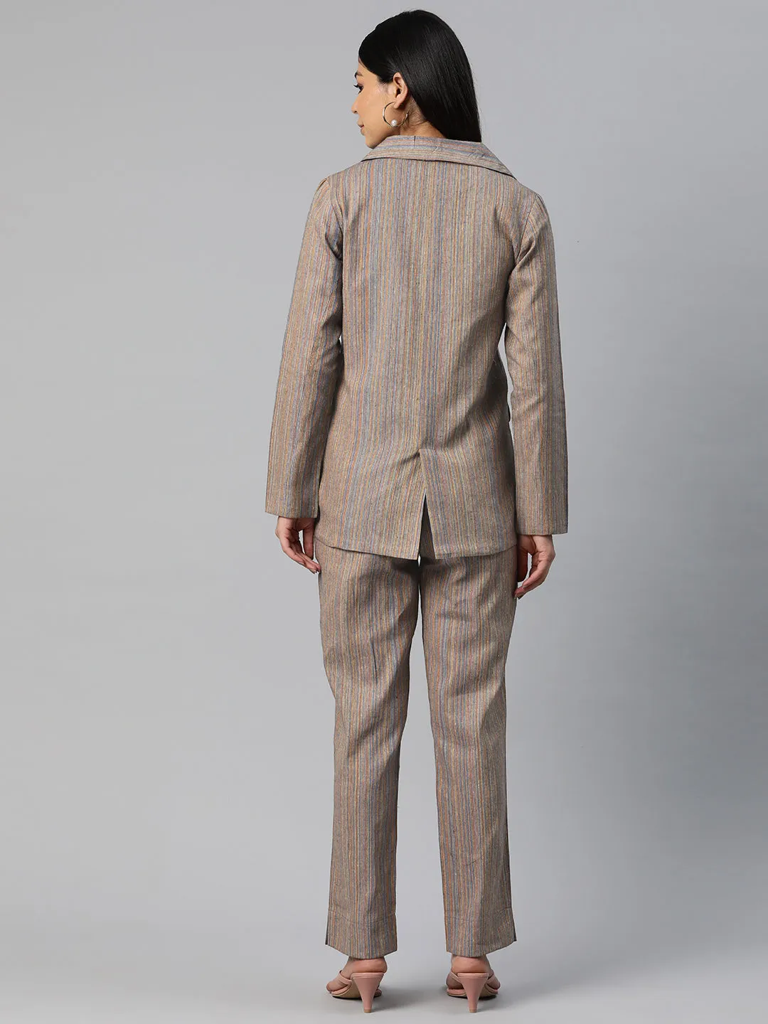 Cottinfab Striped Double-Breasted Two-Piece Formal Suit