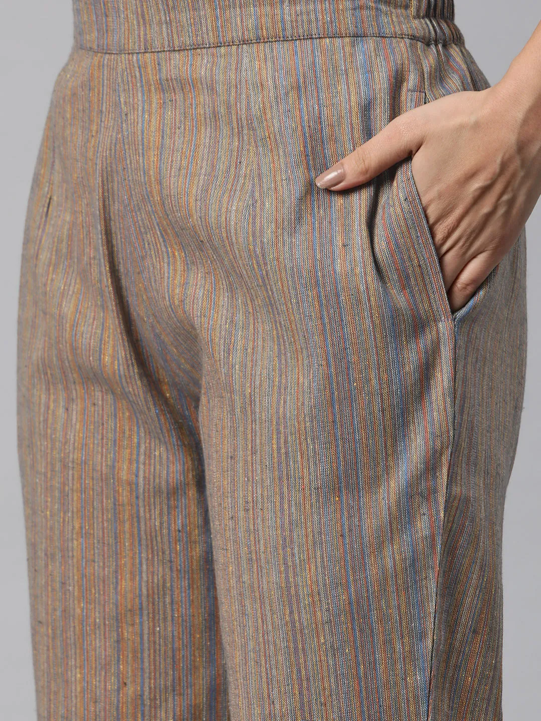 Cottinfab Striped Double-Breasted Two-Piece Formal Suit