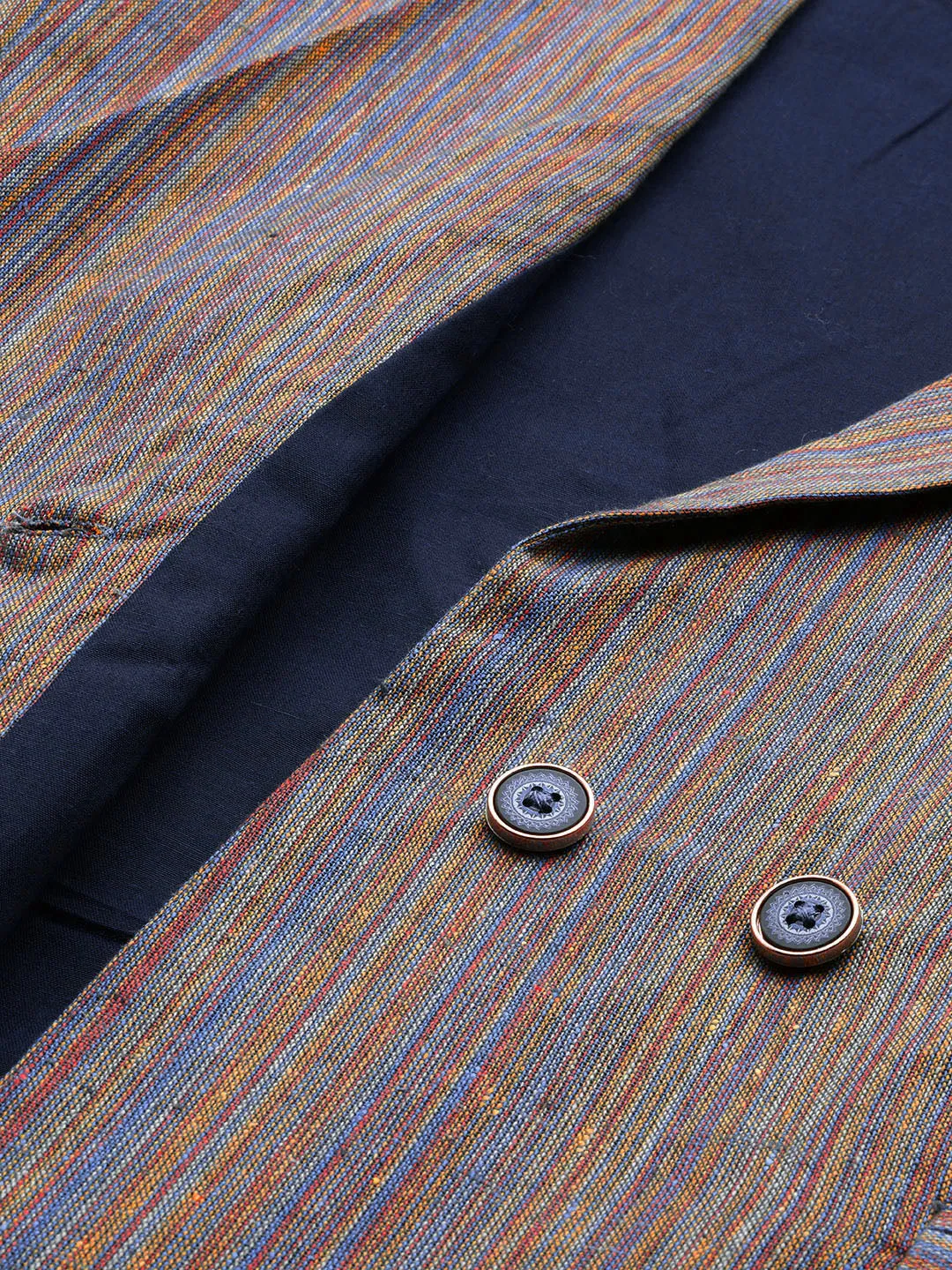 Cottinfab Striped Double-Breasted Two-Piece Formal Suit