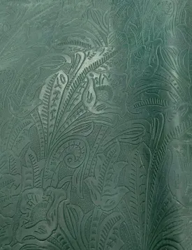 Denver Dark Aqua Floral Embossed Leather
