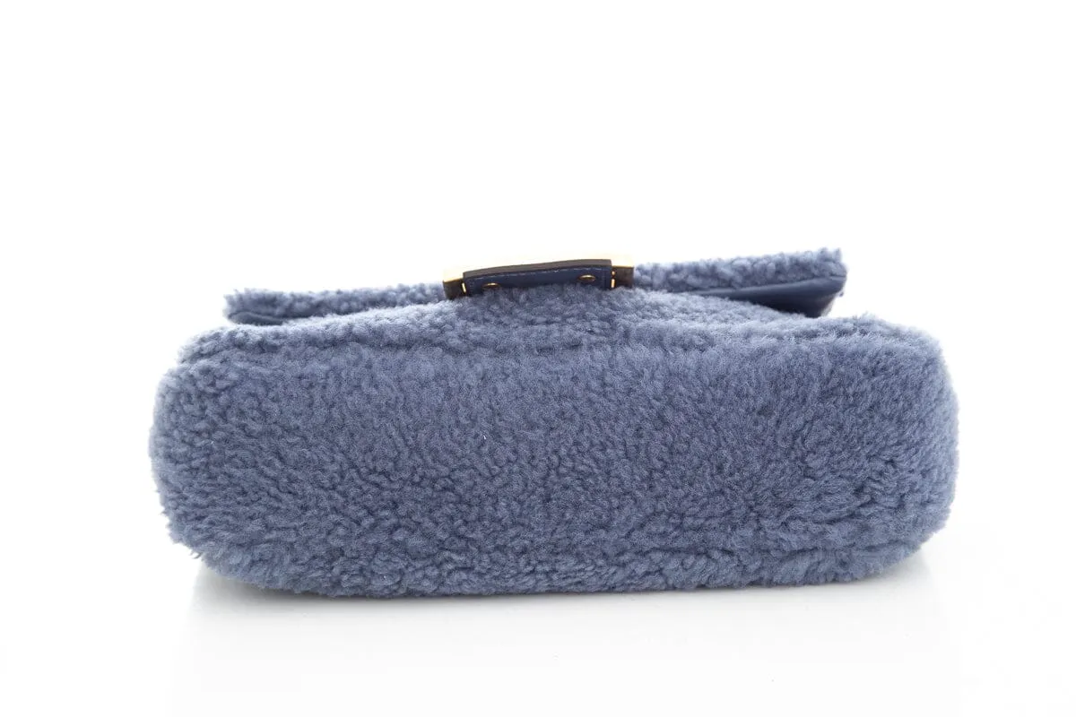 Fendi Blue Shearling Midi Cross-Body