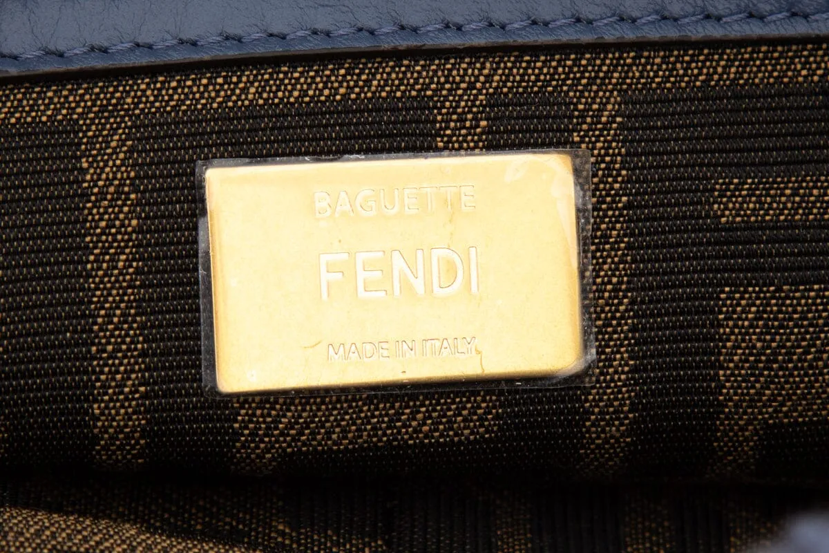 Fendi Blue Shearling Midi Cross-Body