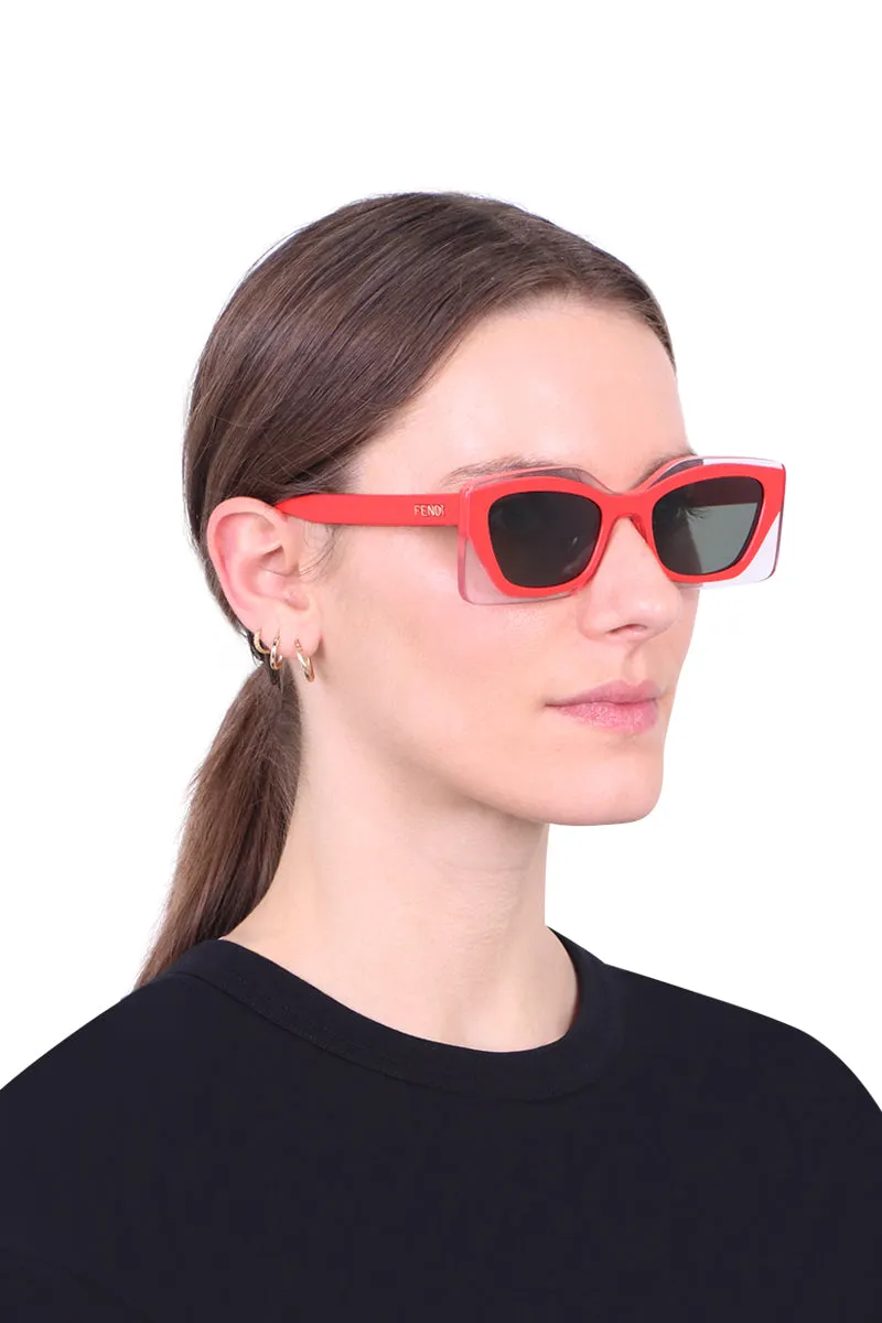 FENDI FEEL SUNGLASSES | CORAL/GREEN