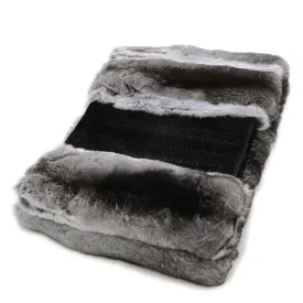 FENDI fur muffler silk shawl grey/white