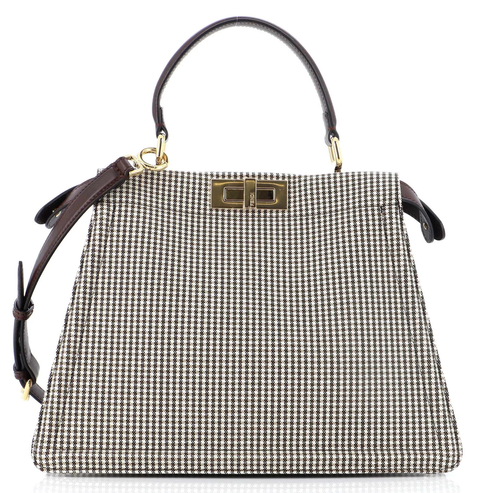 FENDI Peekaboo ISeeU Bag Houndstooth Wool Medium
