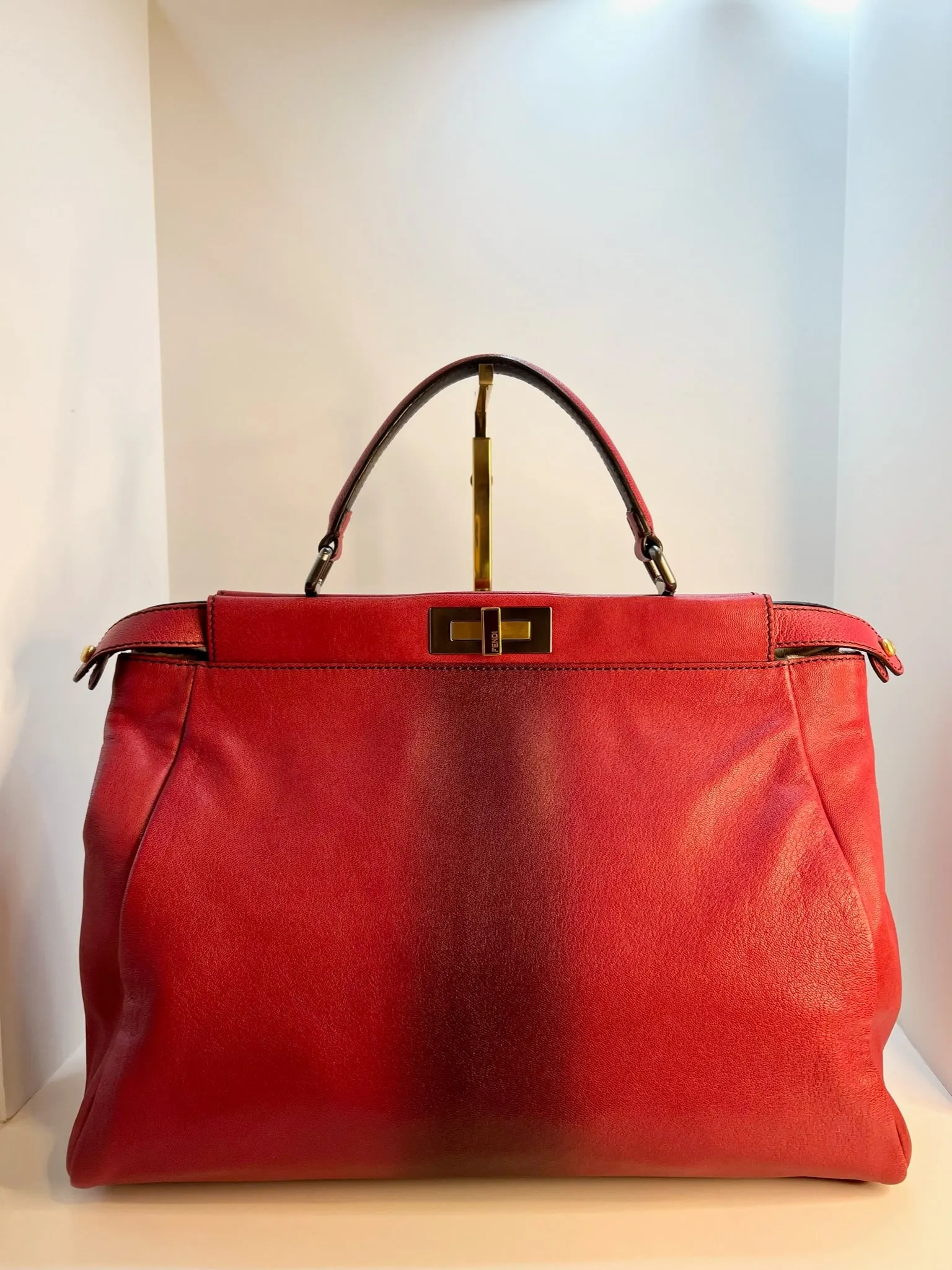 Fendi Red Ombre Leather Large Peekaboo Bag