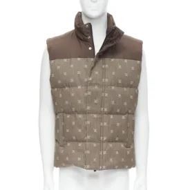 FENDI script FF Zucca monogram jacquard cotton down puffer vest jacket EU46