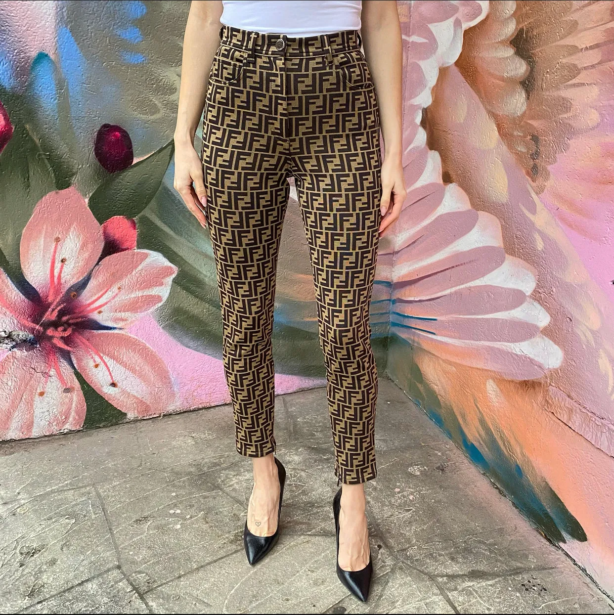 Fendi Zucca Knit Jersey Skinny Pants - IT40 / USA 2/4