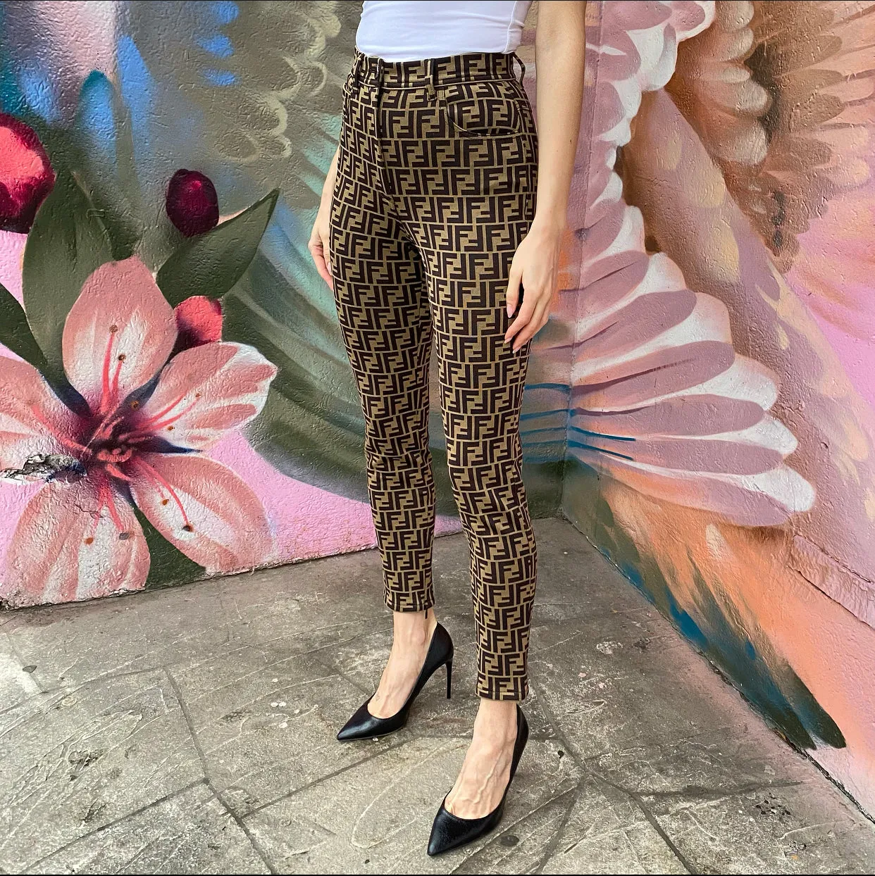 Fendi Zucca Knit Jersey Skinny Pants - IT40 / USA 2/4