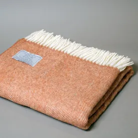 Fine lambswool herringbone blanket in Brick