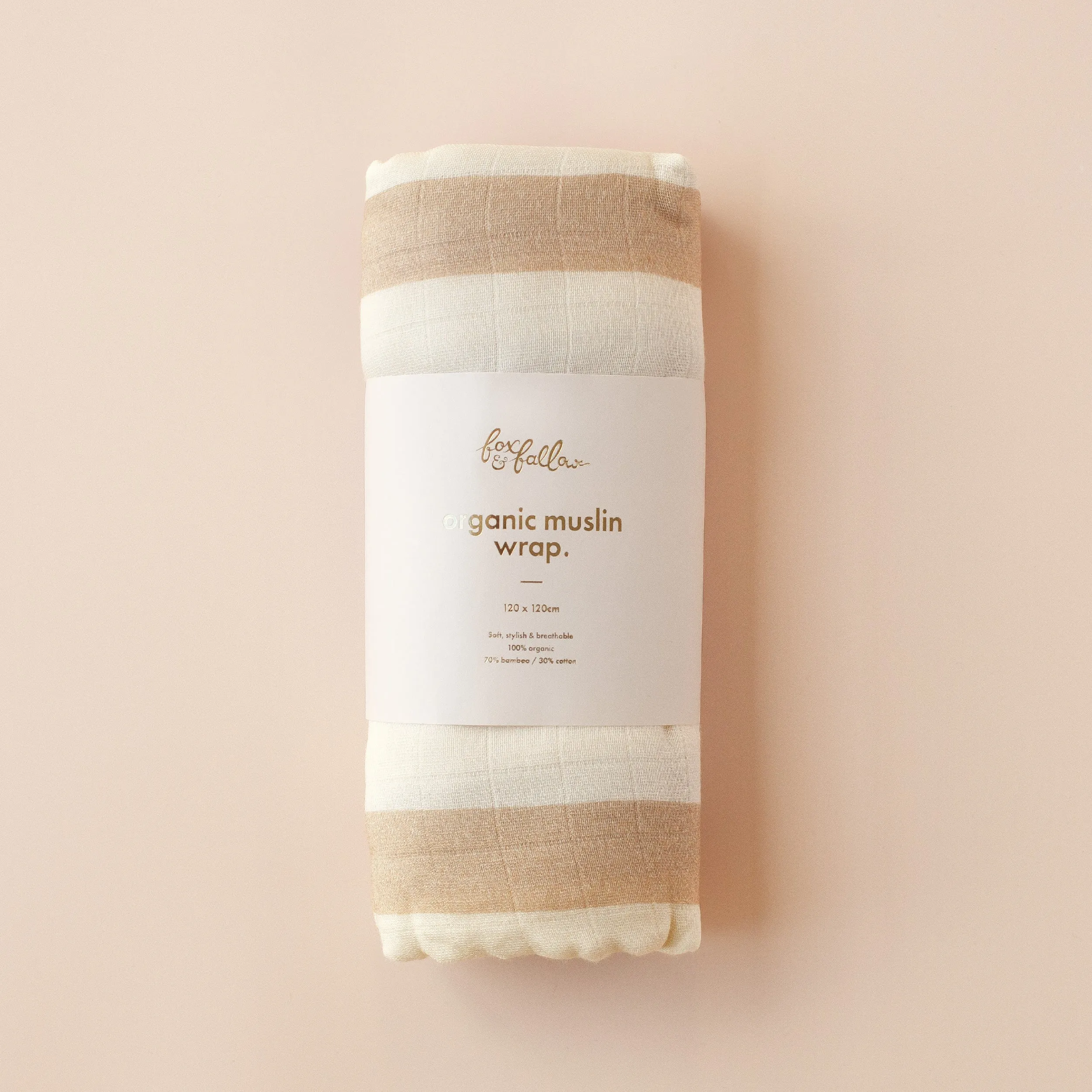 Fox & Fallow Organic Muslin Wrap - Coffee Stripe