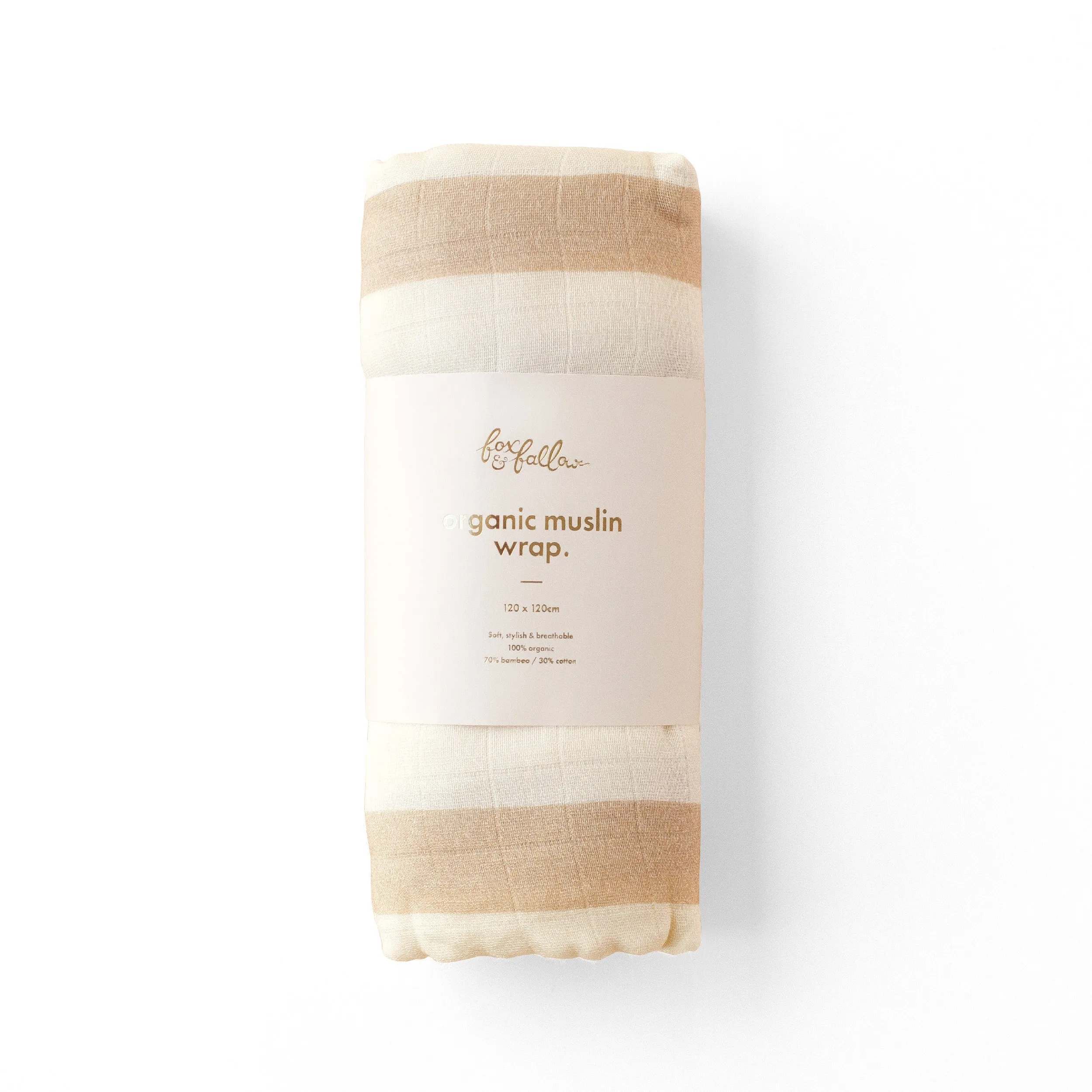 Fox & Fallow Organic Muslin Wrap - Coffee Stripe