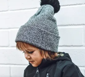 George Hats - Marled Pom Beanie in Black