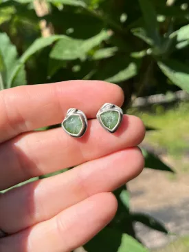 Green Slice Tourmaline Studs
