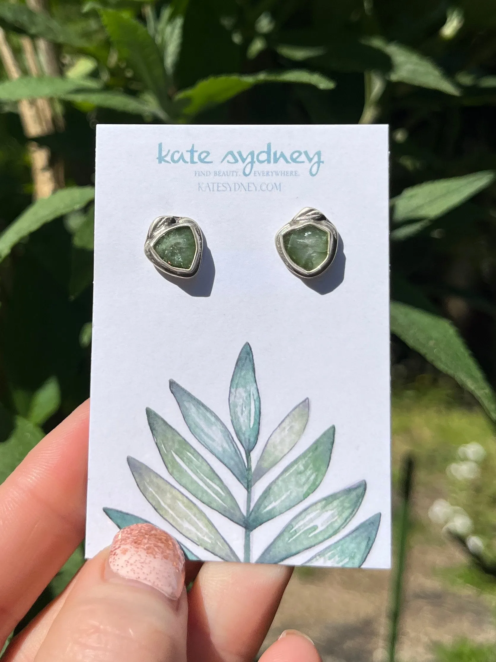 Green Slice Tourmaline Studs