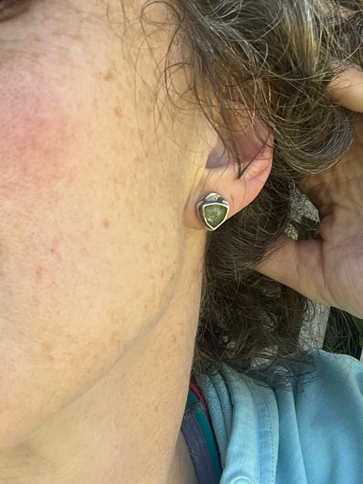 Green Slice Tourmaline Studs