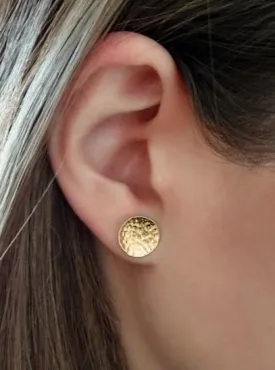 Hammered Textured Studs For Women - 14k Gold Vermeil Statement Studs