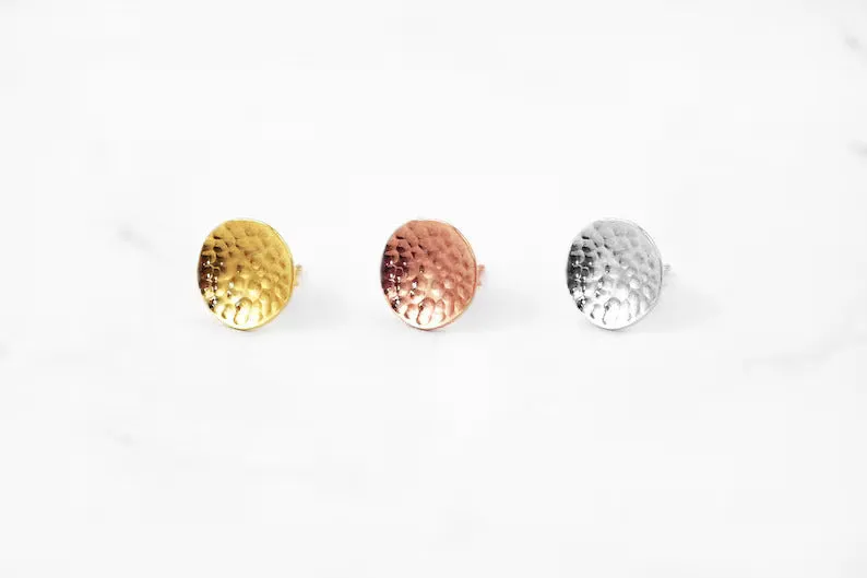 Hammered Textured Studs For Women - 14k Gold Vermeil Statement Studs
