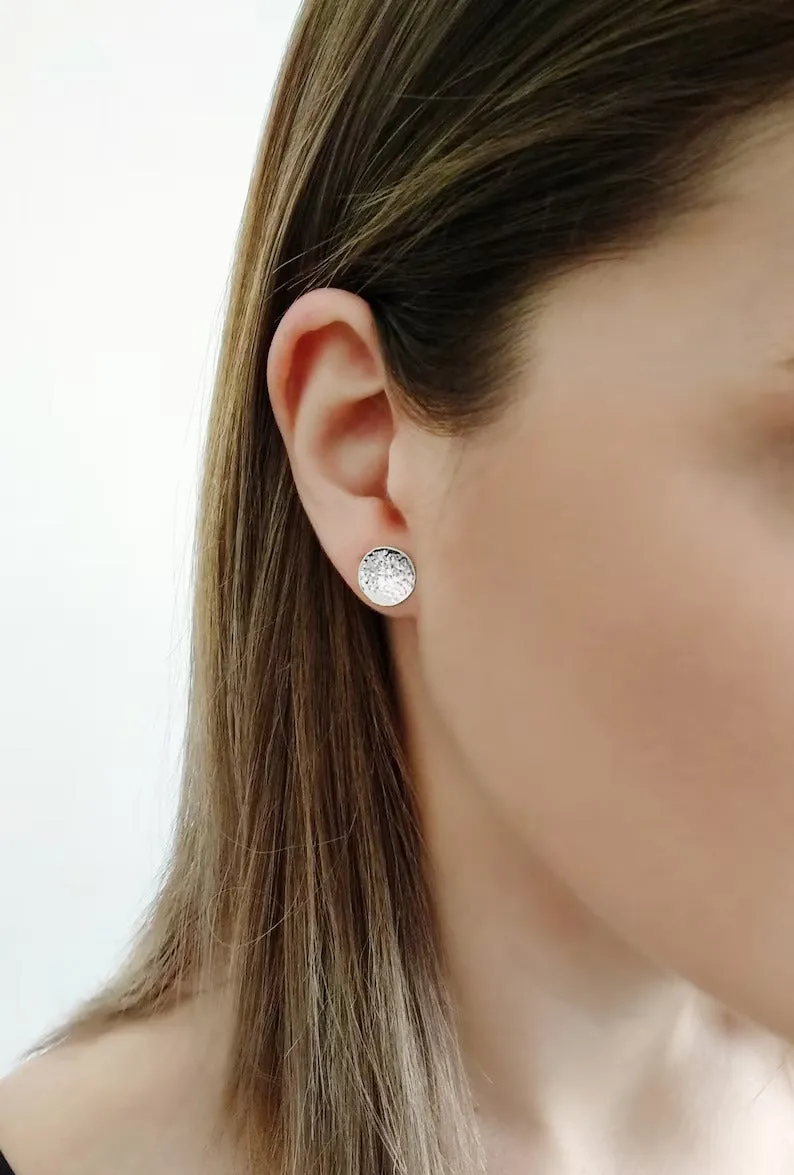 Hammered Textured Studs For Women - 14k Gold Vermeil Statement Studs