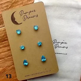 Hypoallergenic Stainless Steel Hearts Stars & Teardrops CZ Earring Set 3 Pairs Silver Colour 13